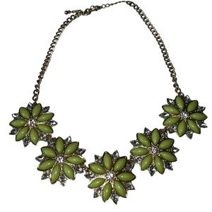 Statement GOLDEN FLOWER LINKED NECKLACE RHINESTONE ACCENTS